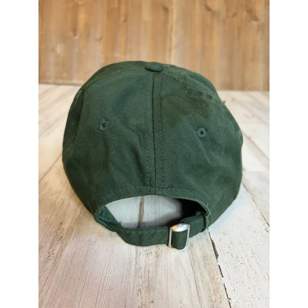 Green Adjustable Cotton Ball Cap Hat, One Size Unisex Adults